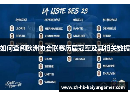 如何查阅欧洲协会联赛历届冠军及其相关数据